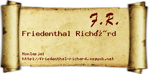 Friedenthal Richárd névjegykártya